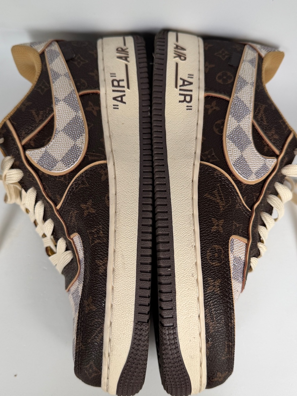 Louis Vuitton x Nike Air Force 1 Low Virgil Abloh LV Monogram Damier Azur Rare - Picture 6 of 14